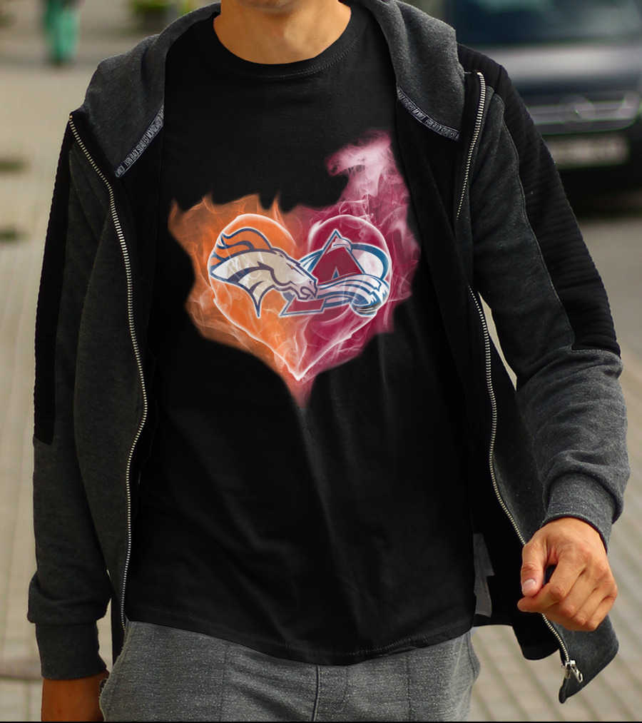 Broncos Avalanche Heart Smoke Emblem T-Shirt