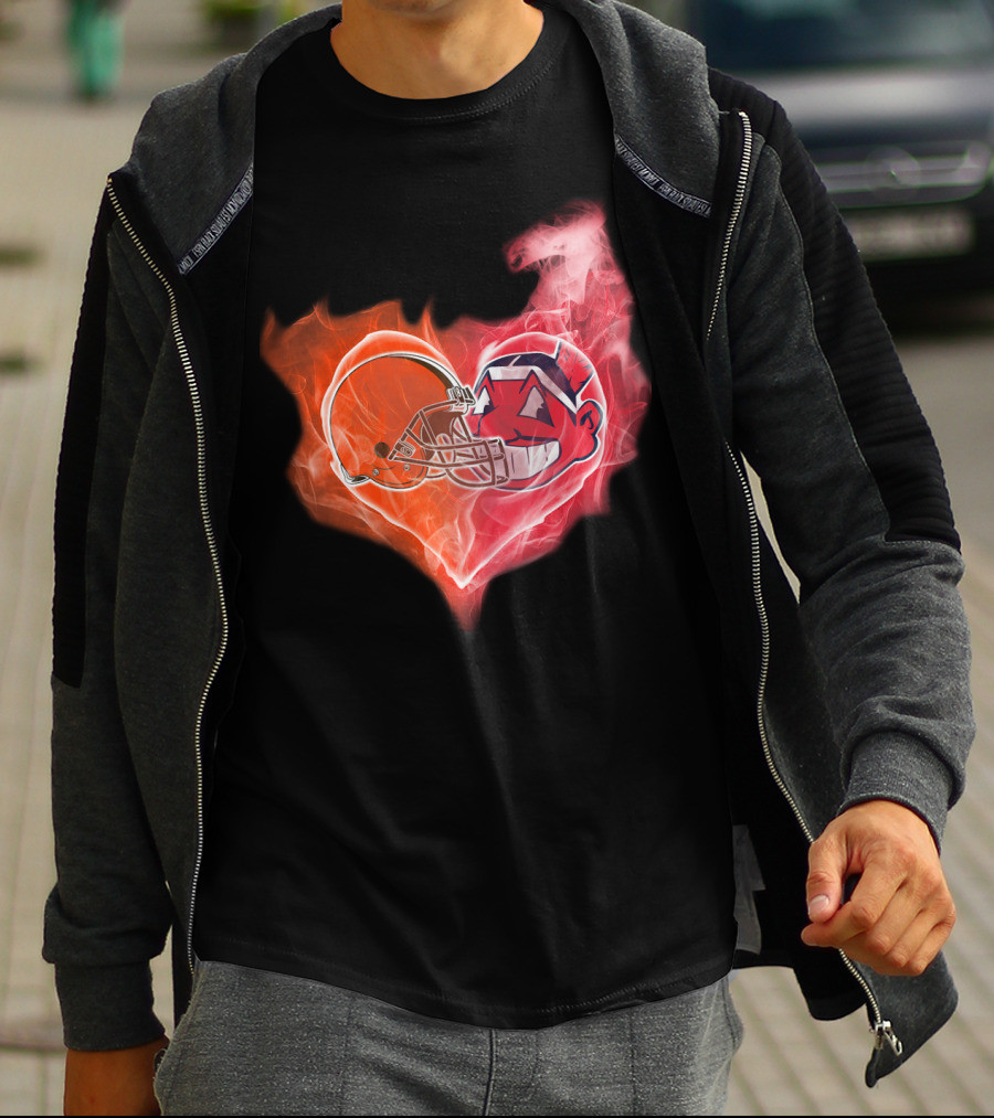 Heart Of Flames Football Helmet Cartoon Face T-Shirt