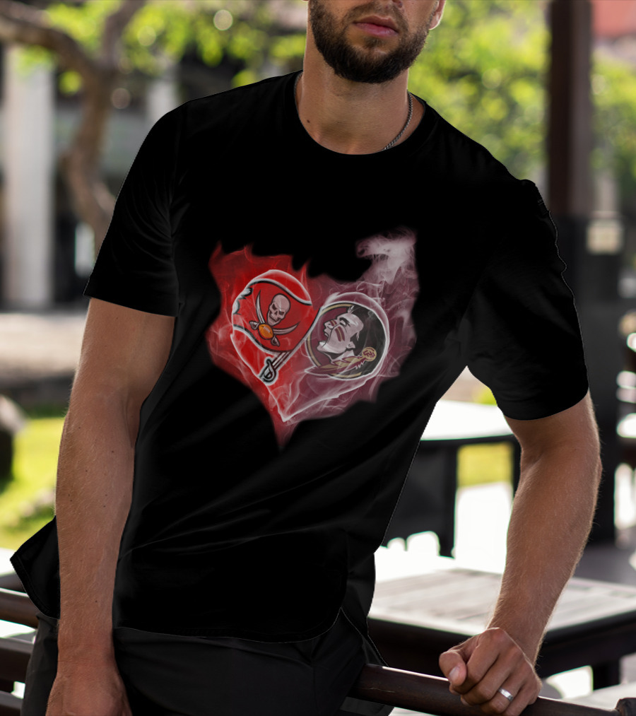 Tampa Bay Buccaneers And Florida State Seminoles Heart T-Shirt
