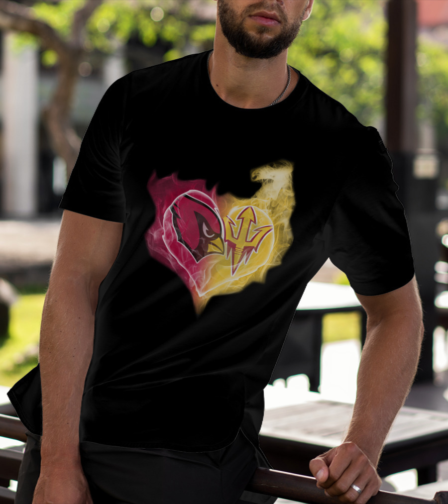 Arizona Cardinals Arizona State Sun Devils Heart Fusion T-Shirt