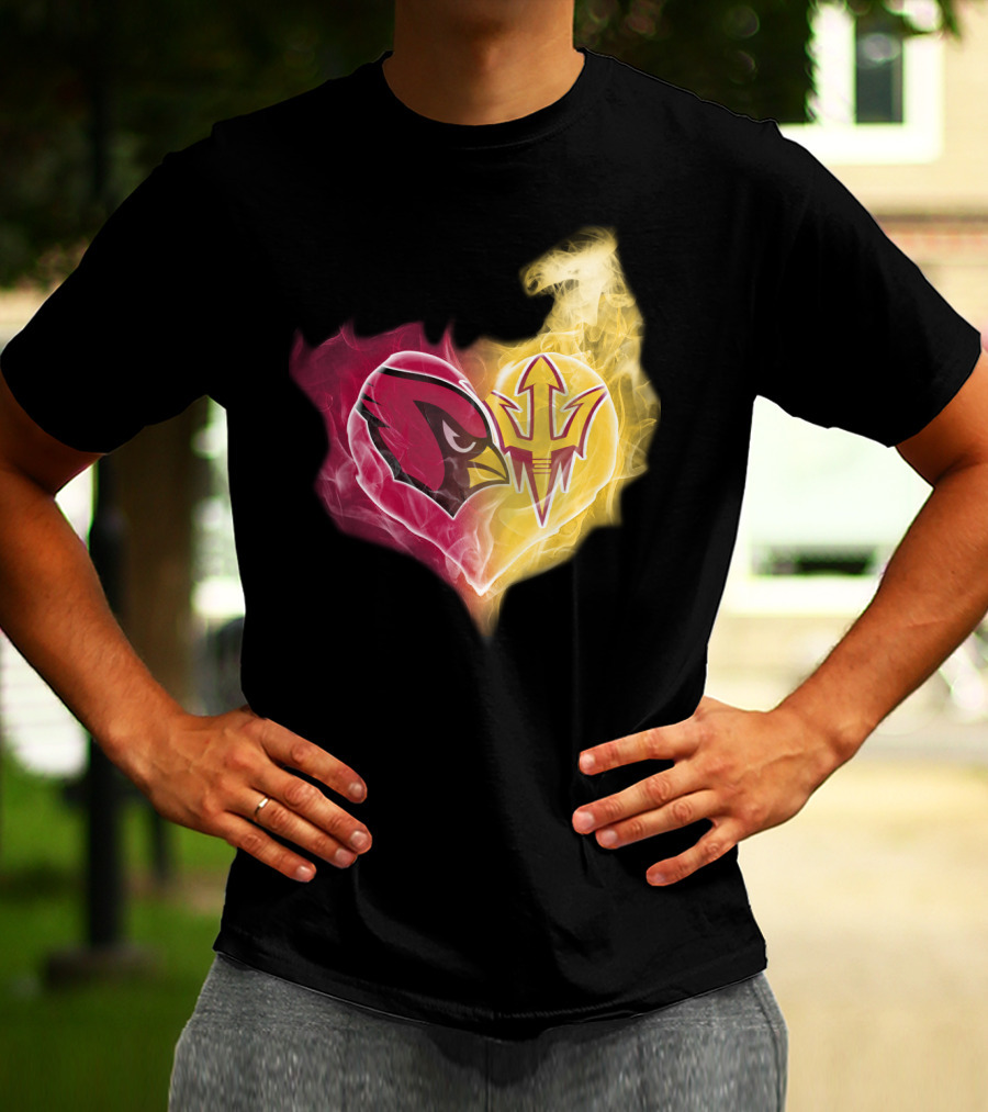 Arizona Cardinals Arizona State Sun Devils Heart Fusion T-Shirt