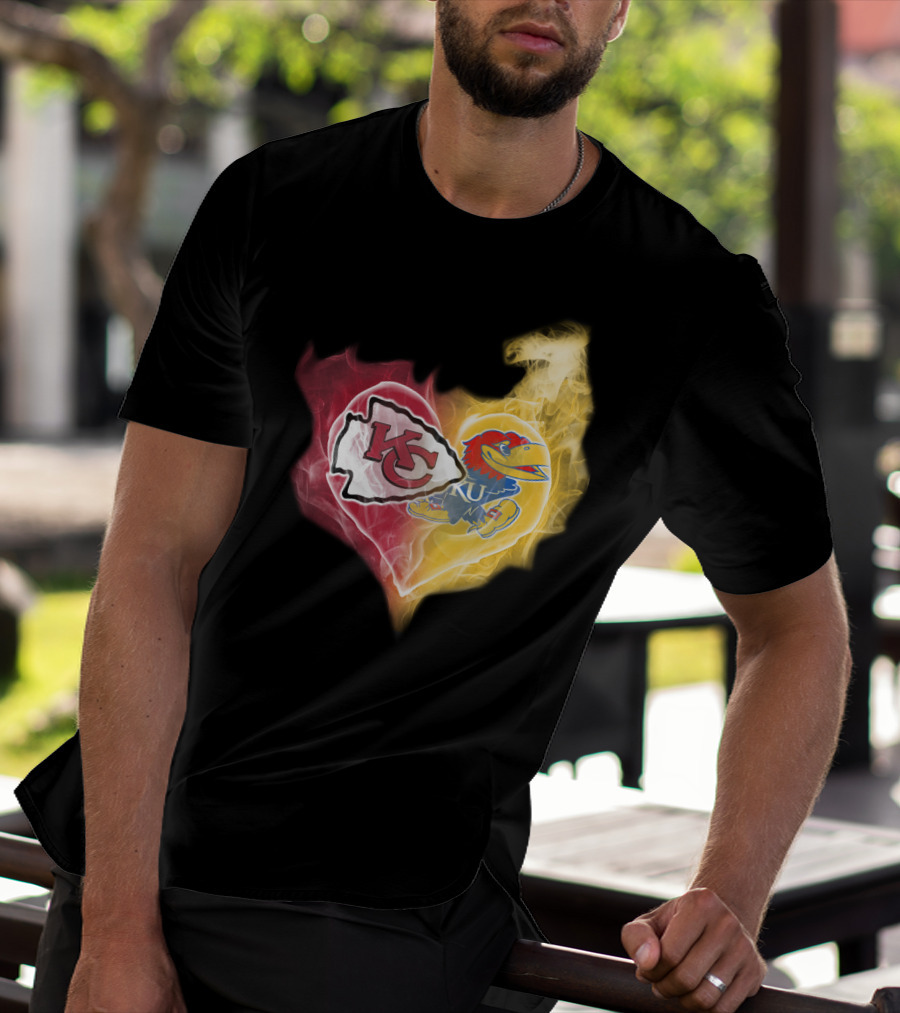 Kansas City Chiefs Ku Jayhawks Heart Smoke T-Shirt