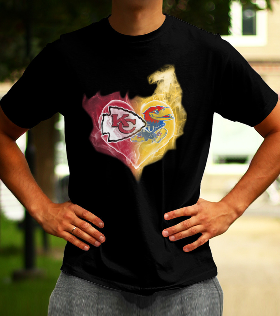 Kansas City Chiefs Ku Jayhawks Heart Smoke T-Shirt