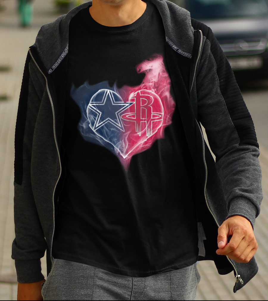 Dallas Cowboys Houston Rockets Heart Fusion T-Shirt