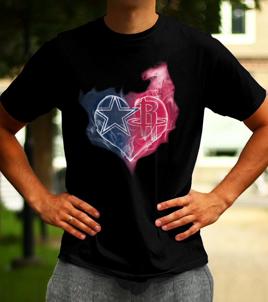 Dallas Cowboys Houston Rockets Heart Fusion T-Shirt