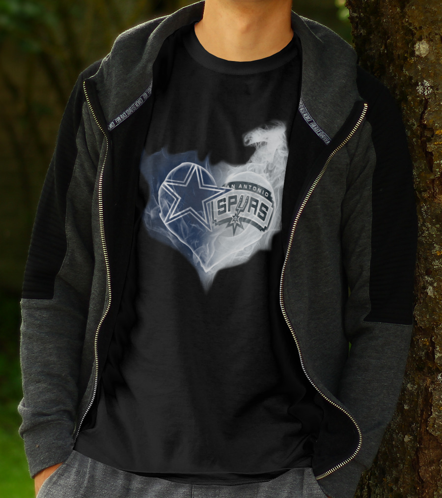 Dallas Cowboys San Antonio Spurs Heart Smoke T-Shirt