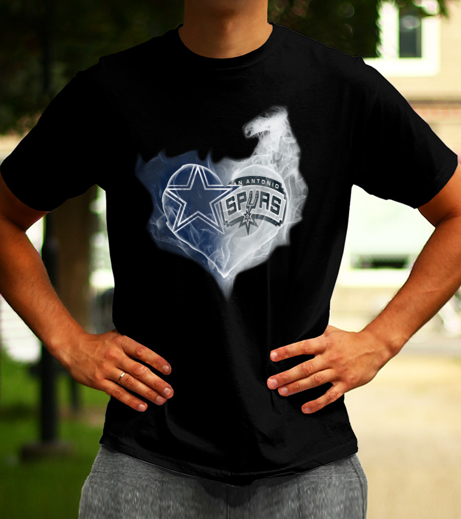 Dallas Cowboys San Antonio Spurs Heart Smoke T-Shirt