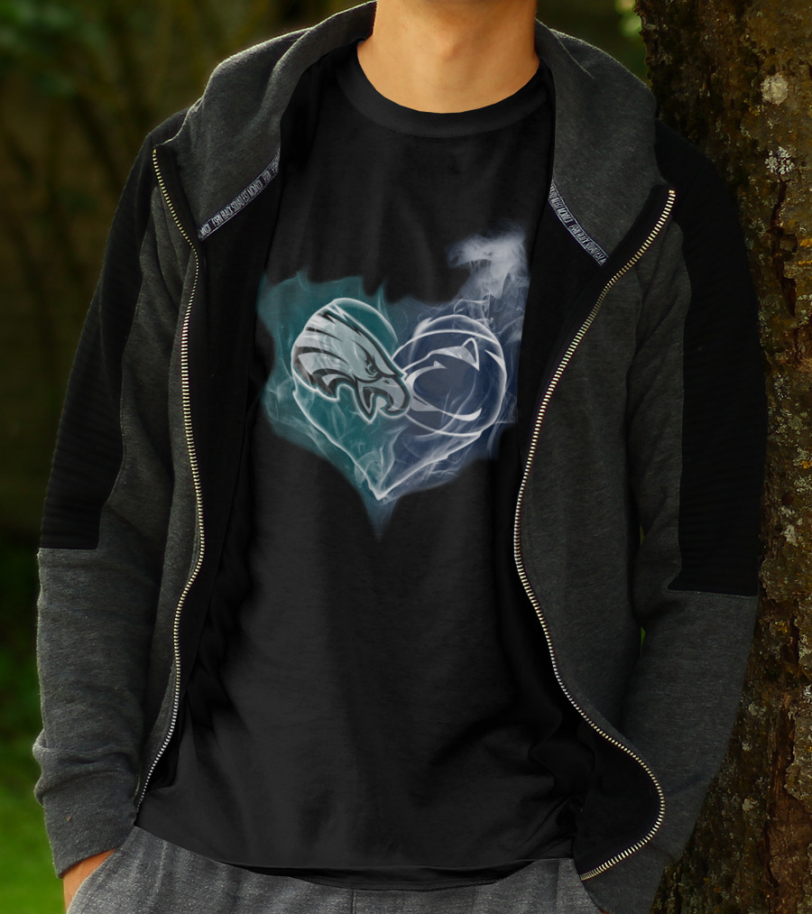 Philadelphia Eagles And Penn State Nittany Lions Heart Fusion T-Shirt