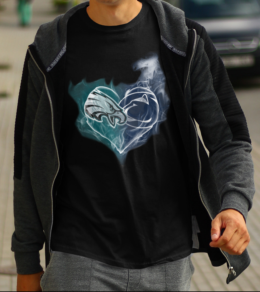 Philadelphia Eagles And Penn State Nittany Lions Heart Fusion T-Shirt