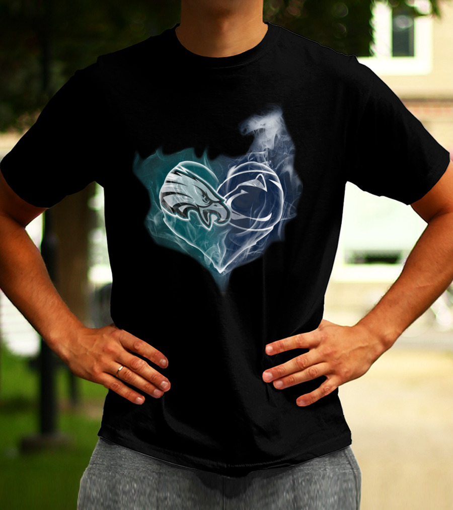 Philadelphia Eagles And Penn State Nittany Lions Heart Fusion T-Shirt
