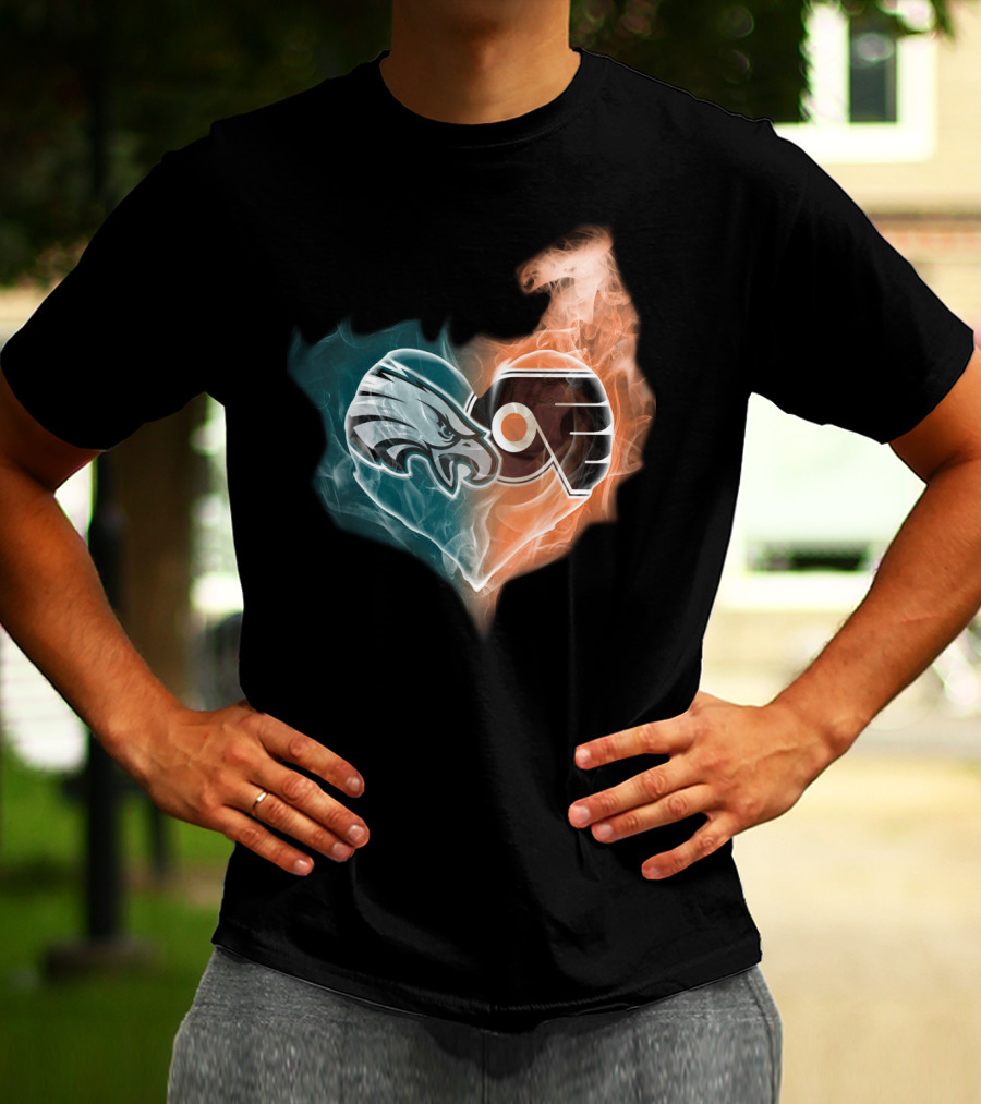Eagles Flyers Heart Fusion T-Shirt