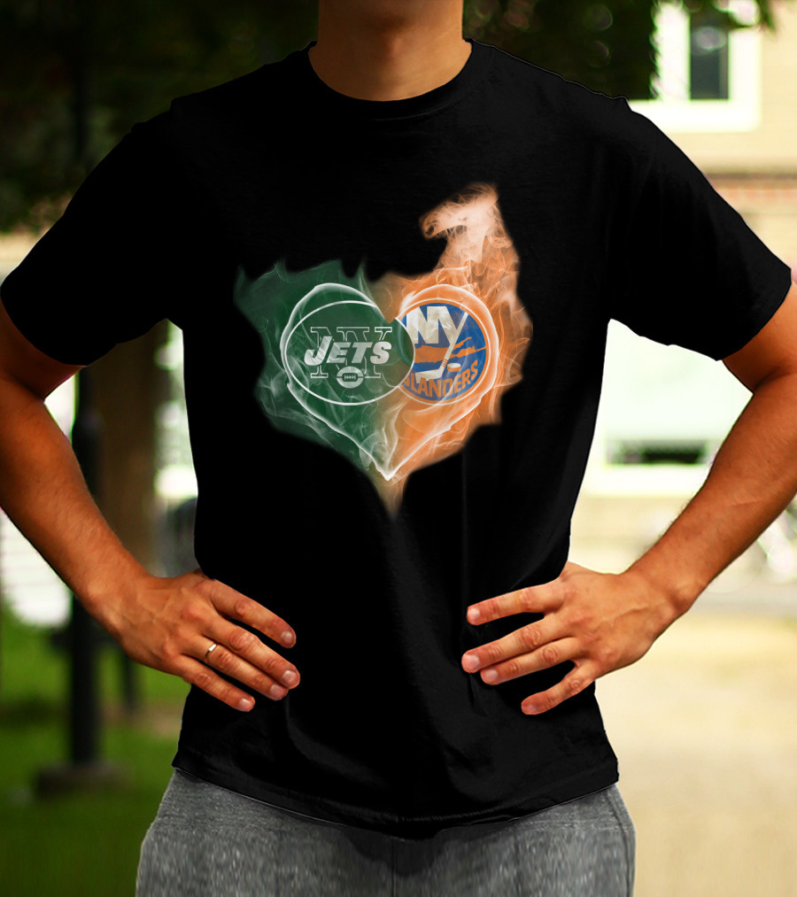 Jets Islanders Heart Smoke T-Shirt
