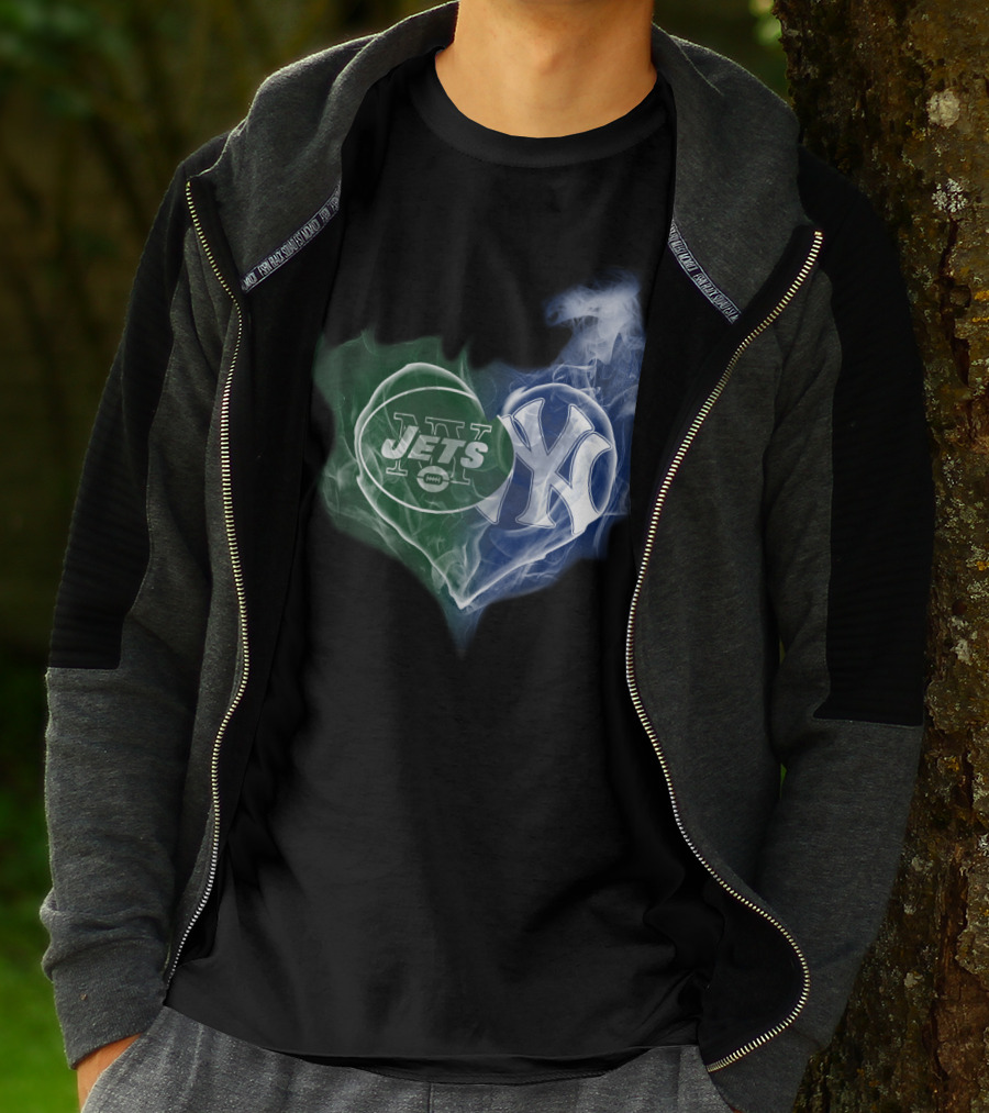 Jets Yankees Smoke Heart Fusion T-Shirt