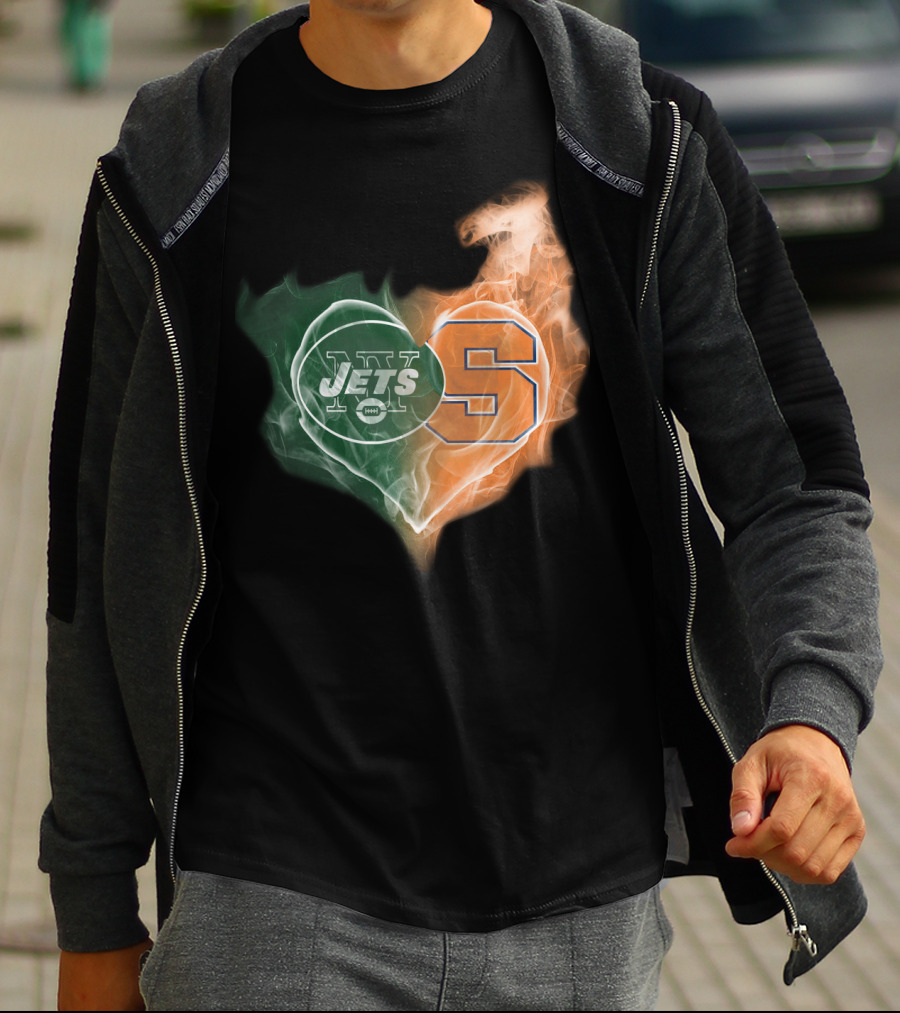 New York Jets Syracuse Orange Heart T-Shirt