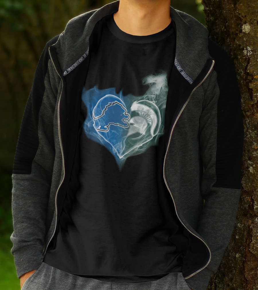 Detroit Lions Michigan State Spartans Heart Fusion T-Shirt