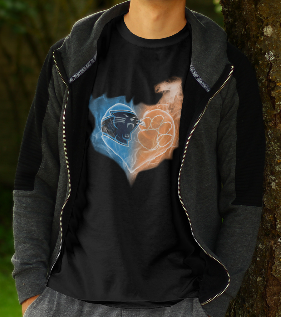 Carolina Panthers Clemson Tigers Heart Smoke Fusion T-Shirt