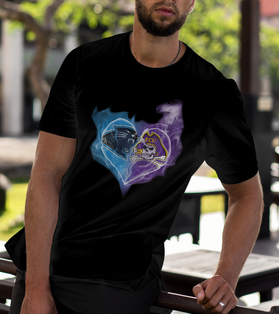 Panthers Ecu Pirates Heart Smoke T-Shirt