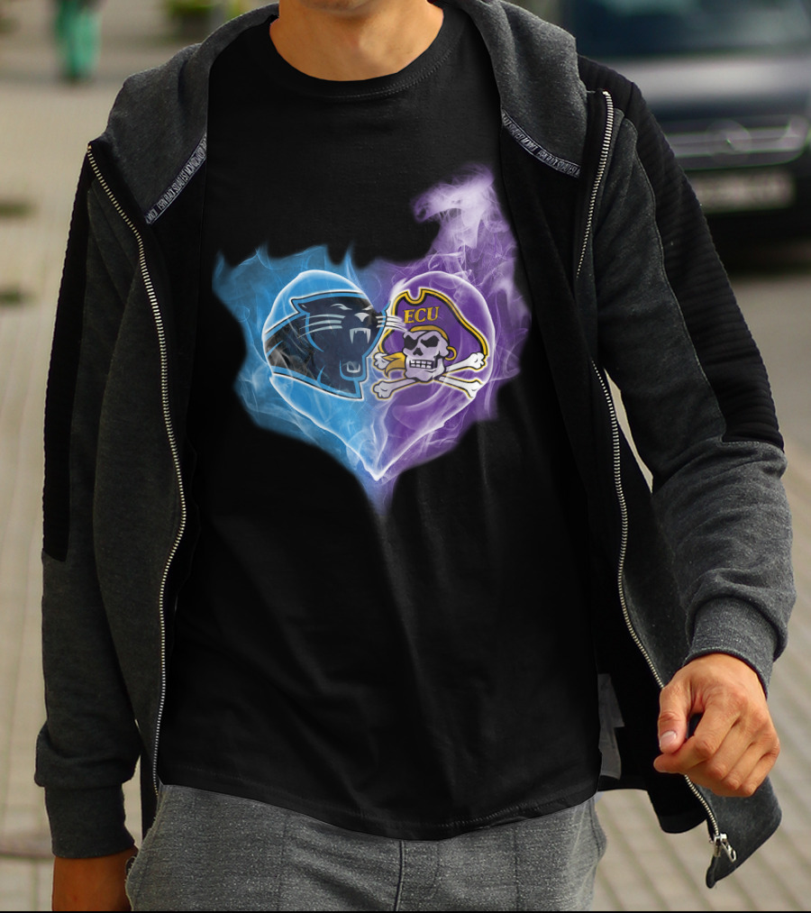 Panthers Ecu Pirates Heart Smoke T-Shirt