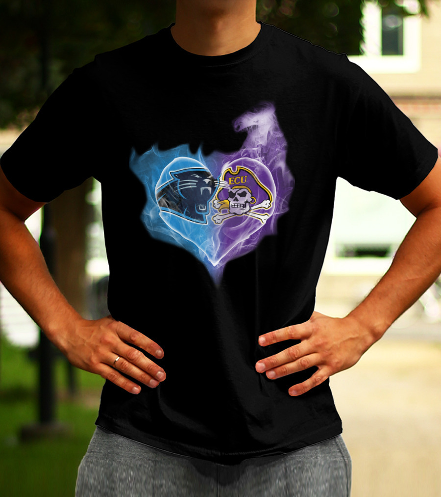 Panthers Ecu Pirates Heart Smoke T-Shirt