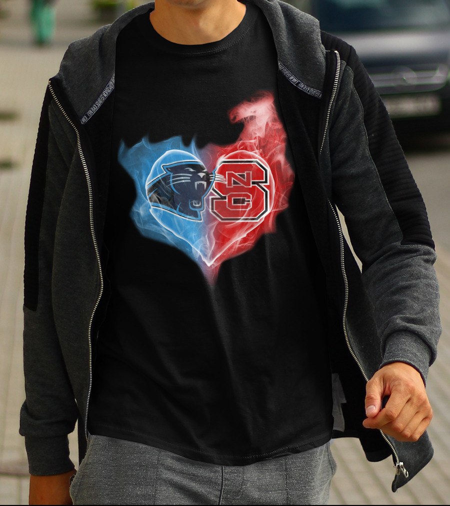 Panthers And Nc State Heart Blend T-Shirt