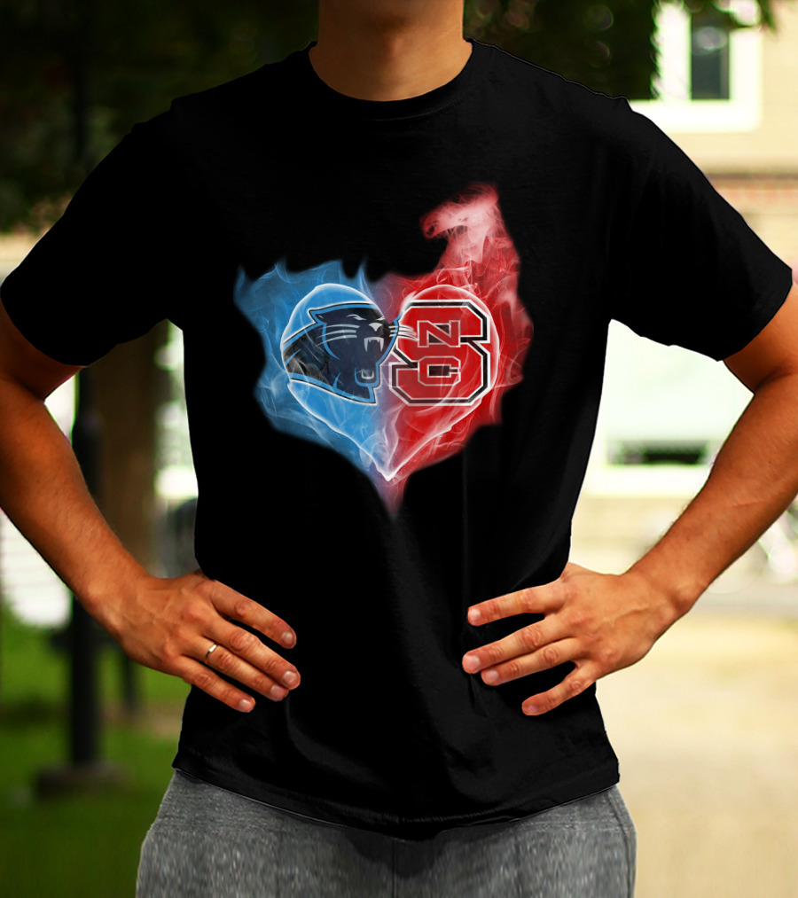 Panthers And Nc State Heart Blend T-Shirt