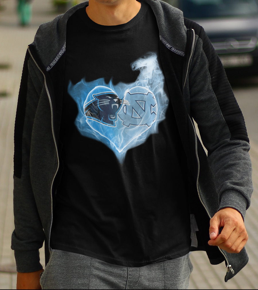 Carolina Panthers Unc Tar Heels Heart Smoke Fusion T-Shirt