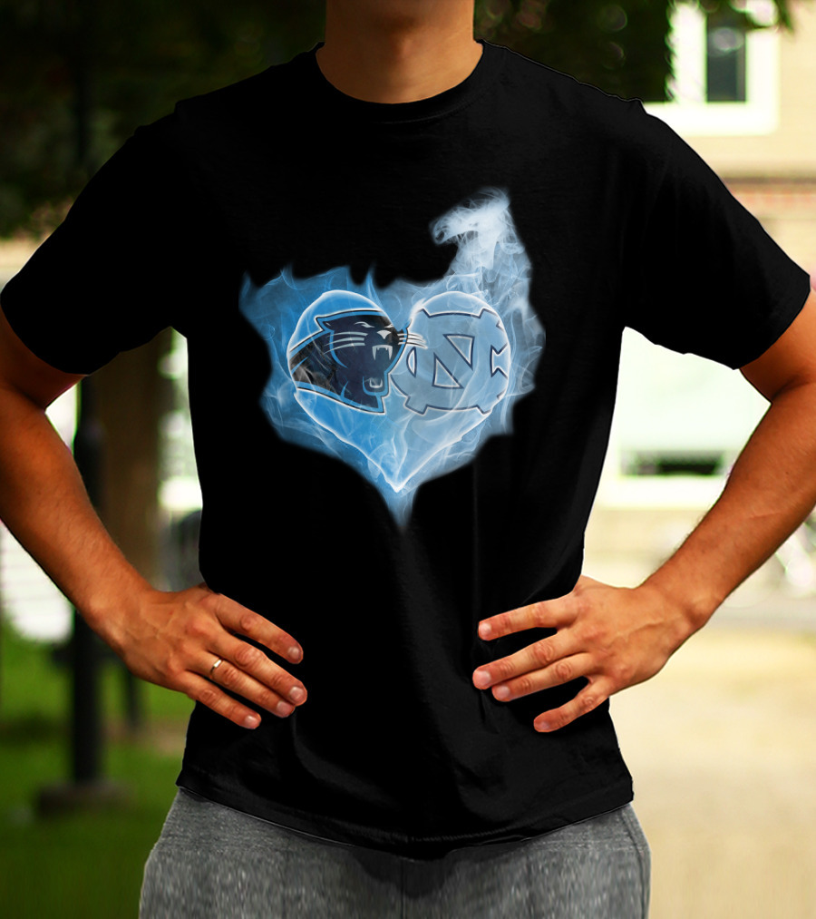 Carolina Panthers Unc Tar Heels Heart Smoke Fusion T-Shirt