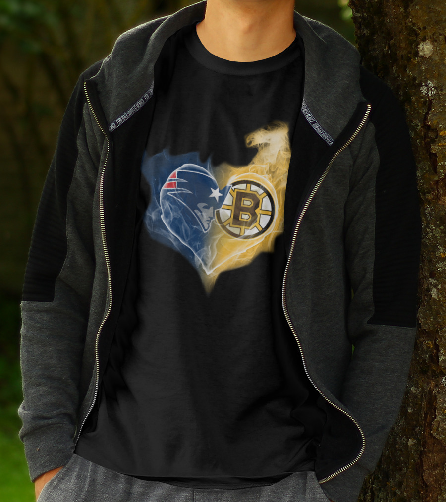 Patriots Bruins Ttk 089 Smoke Heart Fusion T-Shirt