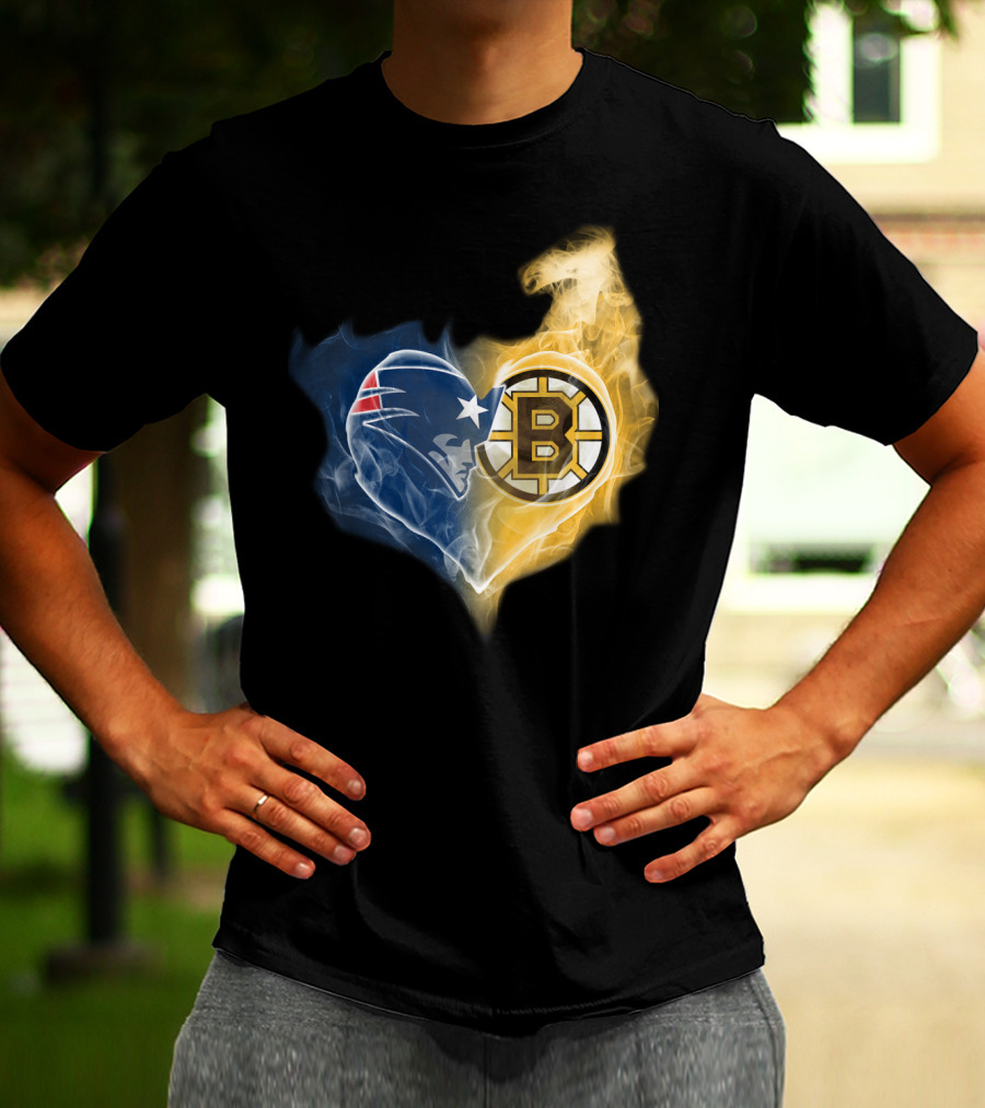 Patriots Bruins Ttk 089 Smoke Heart Fusion T-Shirt