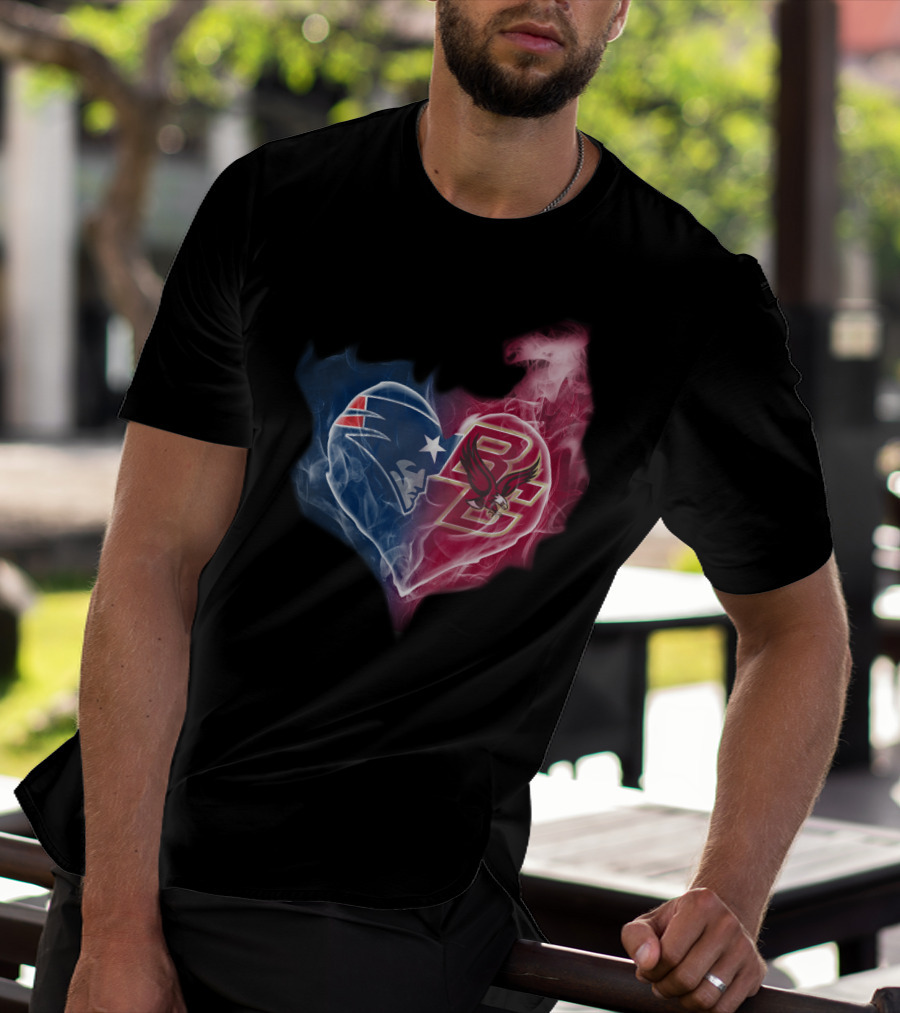 New England Patriots And Boston College Eagles Heart Fusion T-Shirt