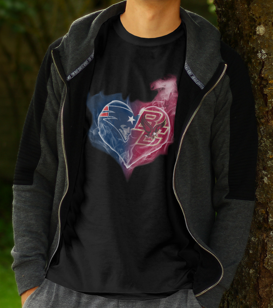 New England Patriots And Boston College Eagles Heart Fusion T-Shirt