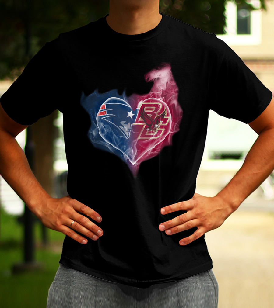 New England Patriots And Boston College Eagles Heart Fusion T-Shirt