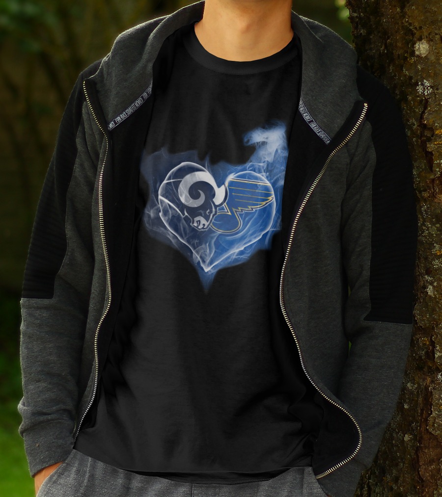 Rams Blues Heart Logo Fusion T-Shirt
