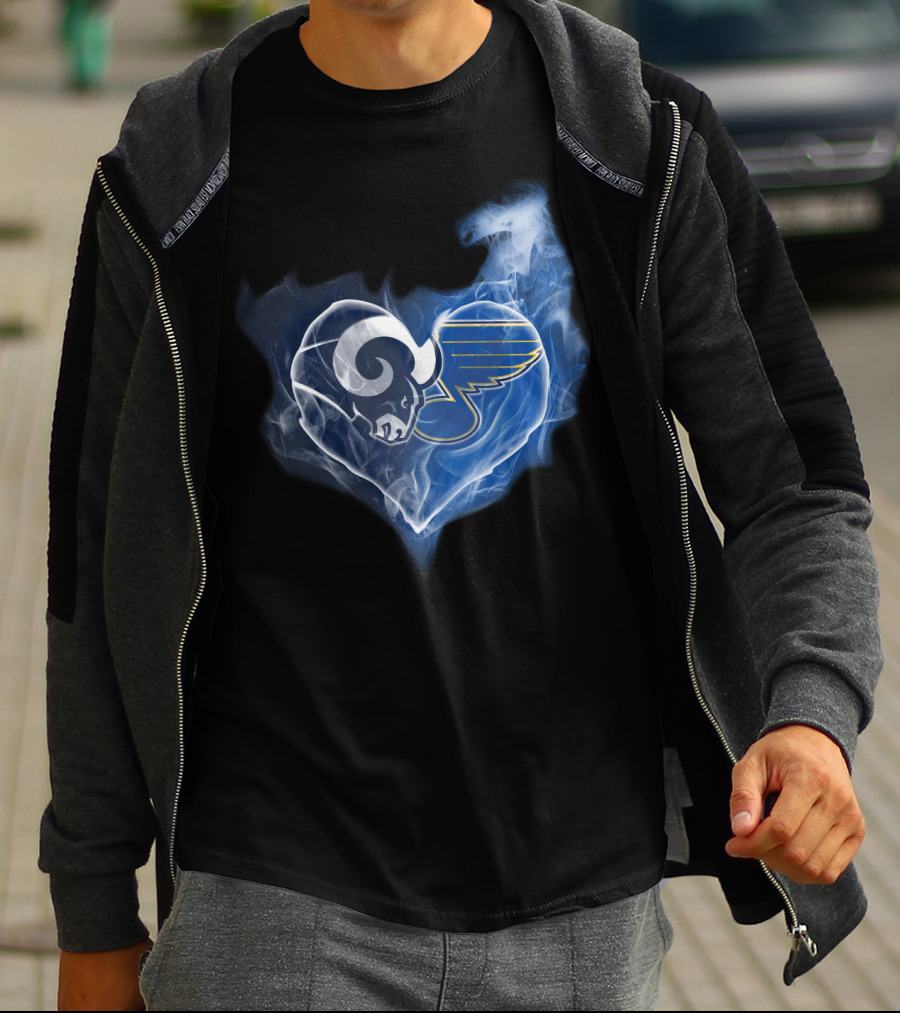 Rams Blues Heart Logo Fusion T-Shirt