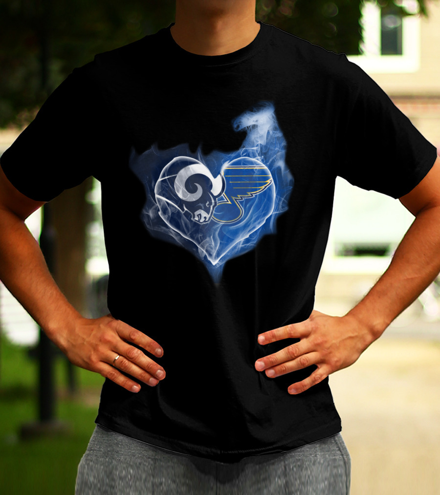 Rams Blues Heart Logo Fusion T-Shirt