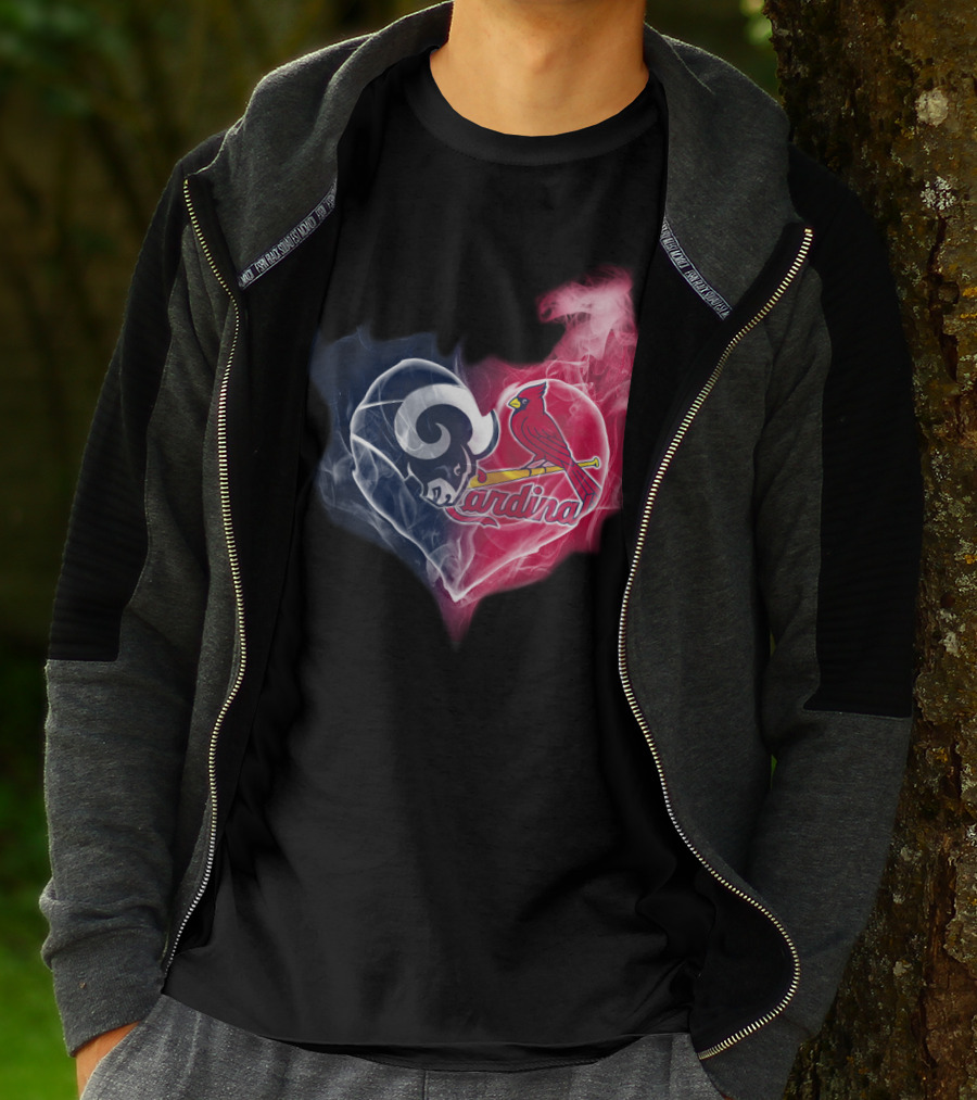 Rams Cardinals Heart Fusion T-Shirt