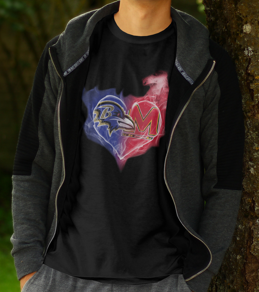 Baltimore Ravens Maryland Terrapins Heart Fusion T-Shirt