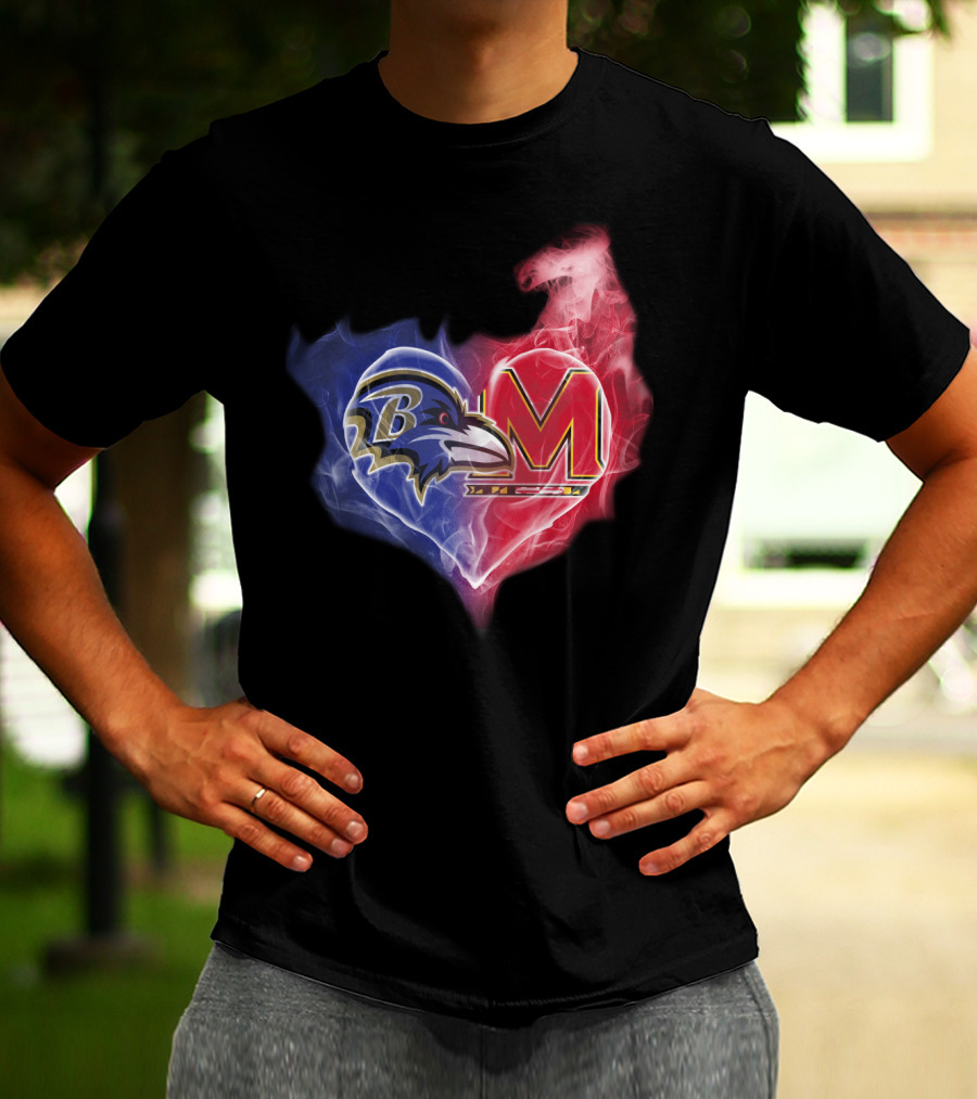 Baltimore Ravens Maryland Terrapins Heart Fusion T-Shirt
