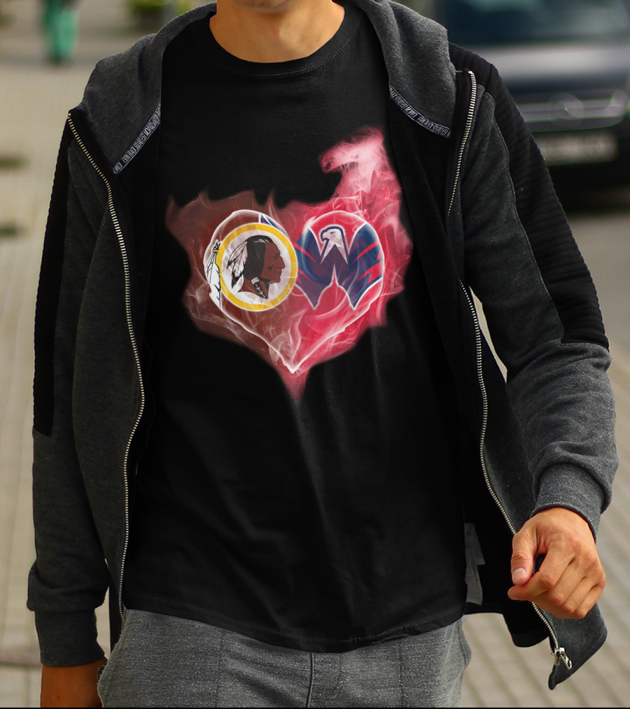 Washington Redskins And Wizards Heart Symbol T-Shirt