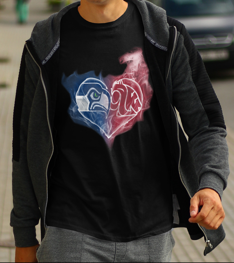 Seahawks Cougars Heart Smoke Collaboration T-Shirt
