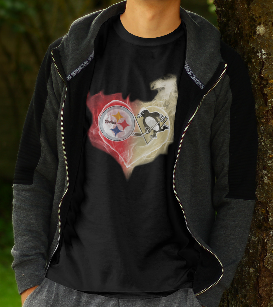 Steelers Penguins Smoke Heart T-Shirt