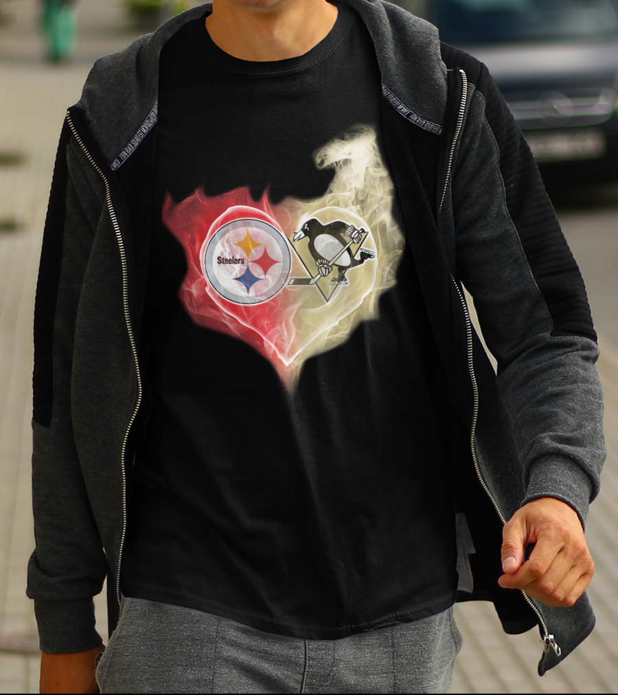Steelers Penguins Smoke Heart T-Shirt