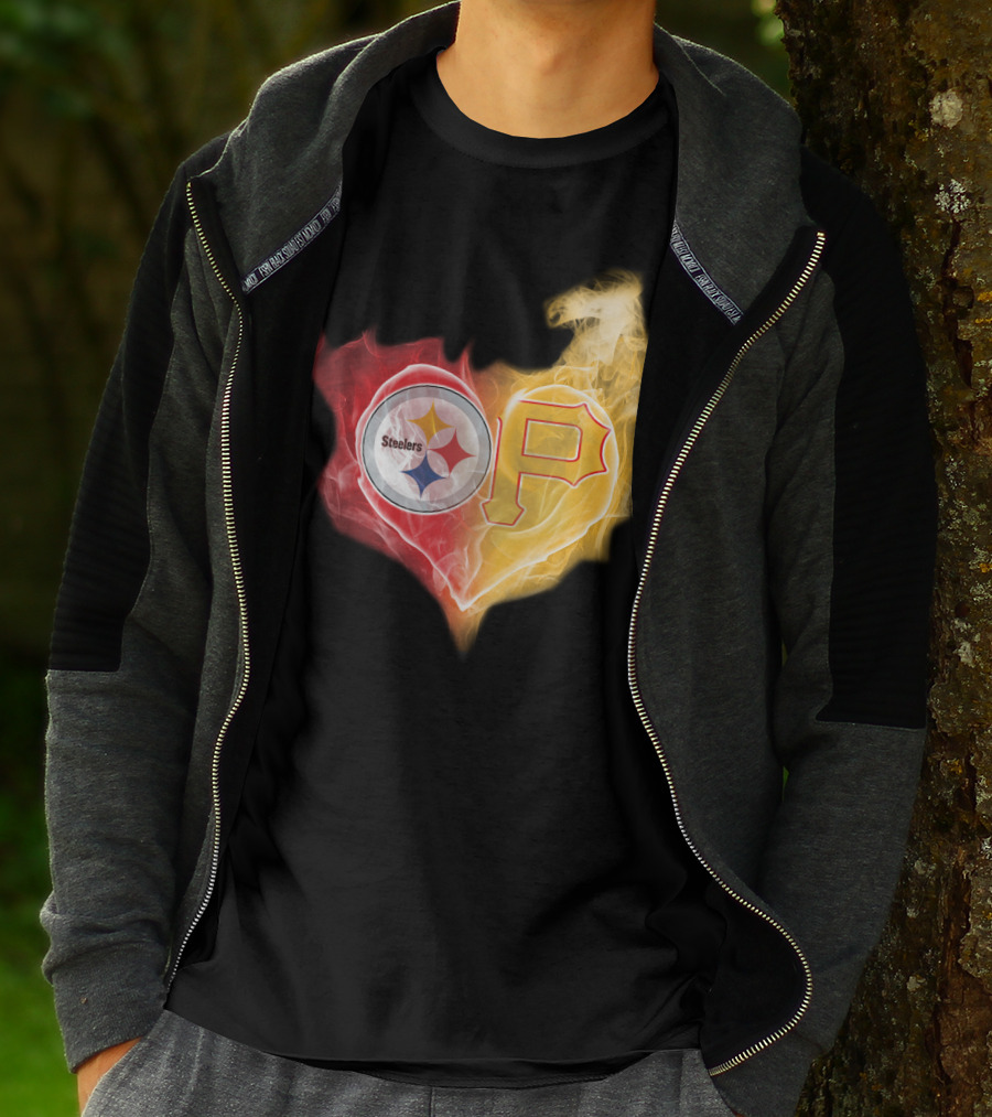 Steelers Pirates Heart Logo T-Shirt