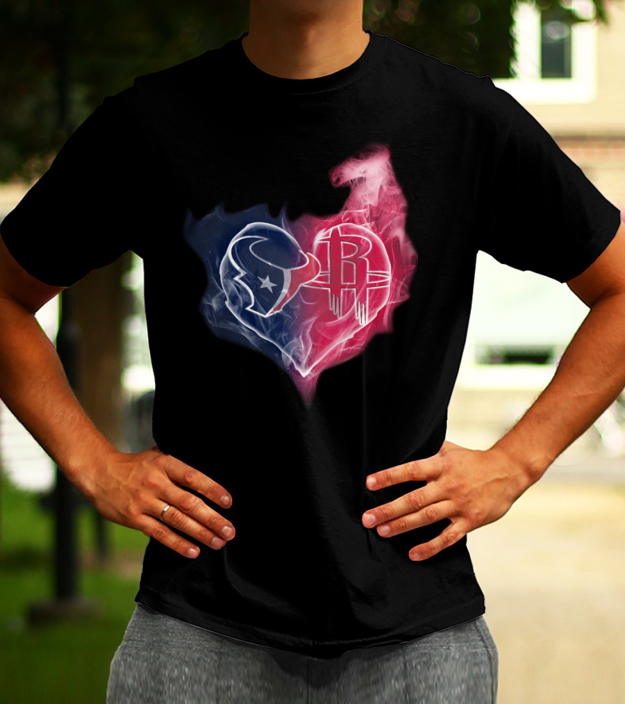 Houston Texans Rockets Heart Logo Fusion T-Shirt