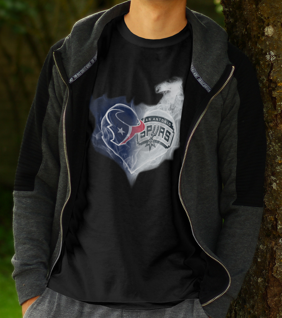 Houston Texans San Antonio Spurs Heart Shape T-Shirt