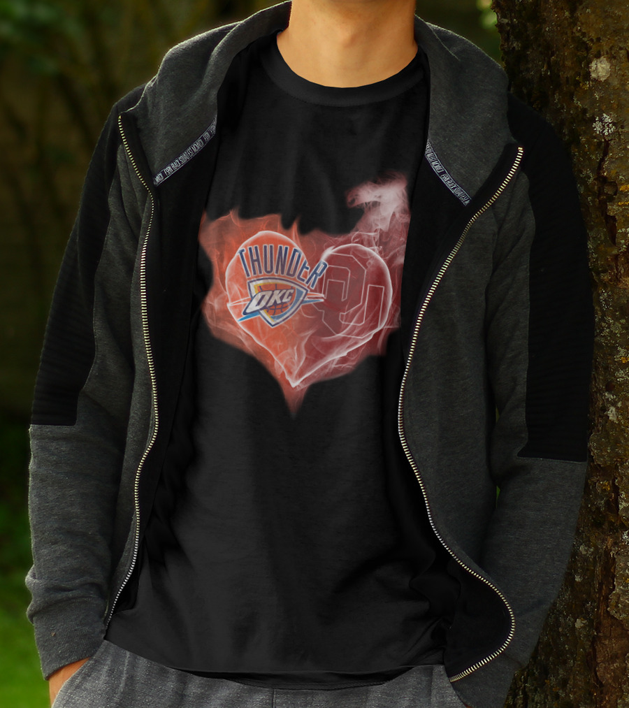 Oklahoma City Thunder Heart Ou Smoke T-Shirt