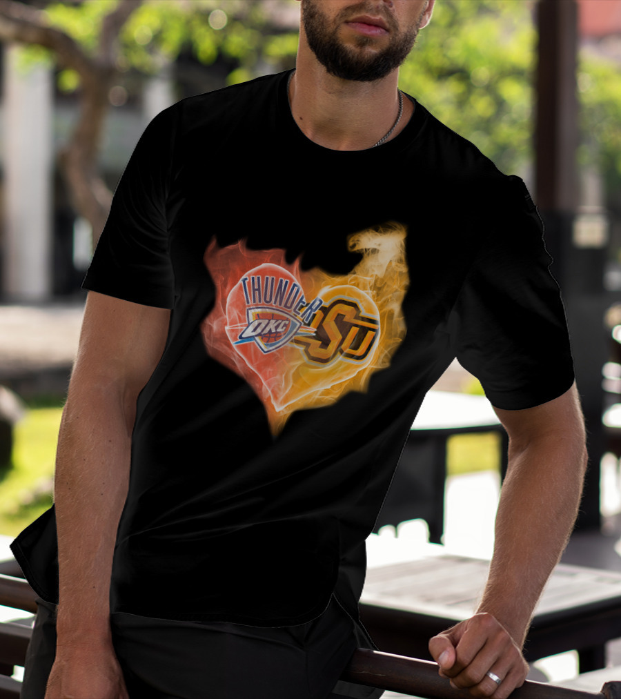 Oklahoma City Thunder Okc Sju Heart Flame T-Shirt