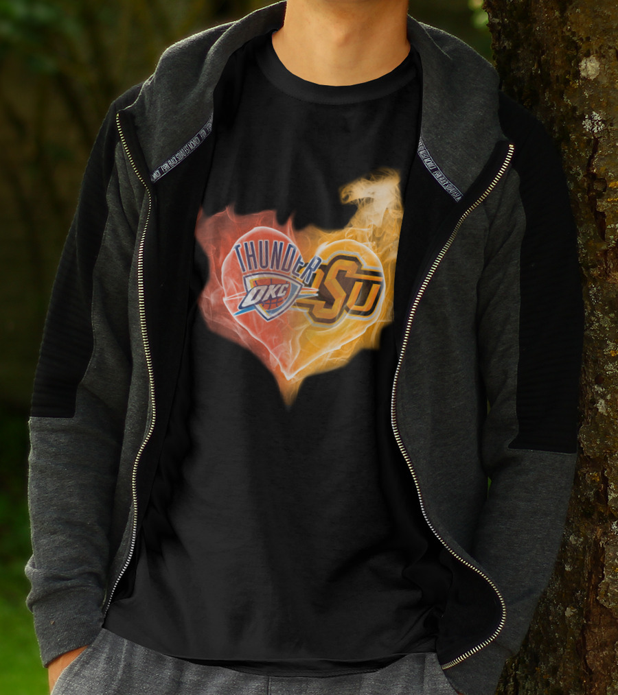 Oklahoma City Thunder Okc Sju Heart Flame T-Shirt