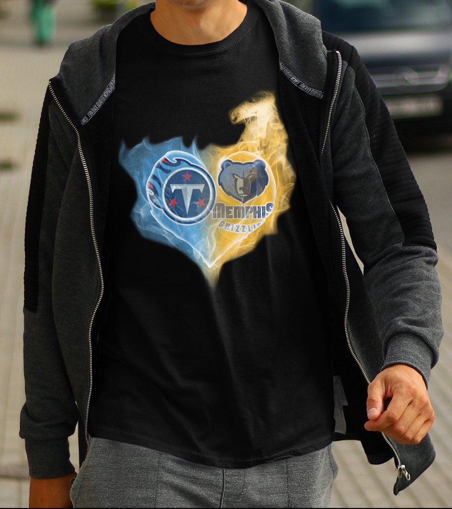 Tennessee Titans Memphis Grizzlies Heart Design T-Shirt