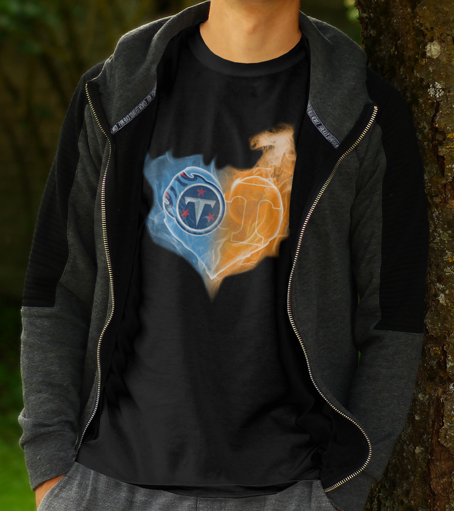 Tennessee Titans Volunteers Heart Flame Fusion T-Shirt